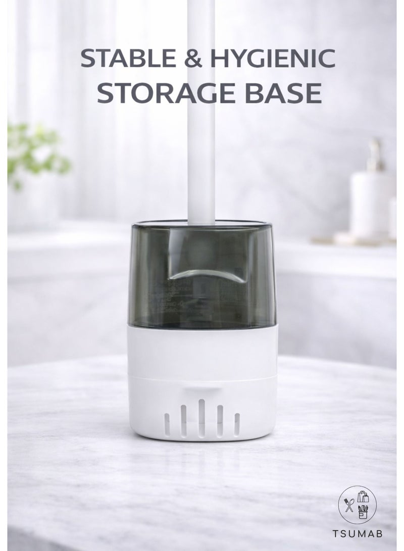 تسوماب طقم فرشاة وموزع صابون متكامل من تسوماب - شعيرات سيليكون للتنظيف العميق، زر صابون قابل لإعادة التعبئة، قاعدة تخزين جيدة التهوية وسريعة الجفاف، حل تنظيف حمام عصري وصحي. - Image 5